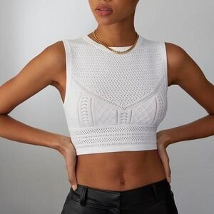 Aritzia Babaton Pointelle Sweater Knit Crop Tank Top size medium